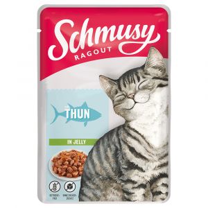 22x100g Schmusy Ragout in Jelly thon nourriture pour chat humide
