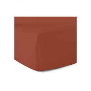 Le Linge De Jules - Drap-housse 100% coton 57 Fils Tomette 180 x 200 cm - Bonnet 30 cm