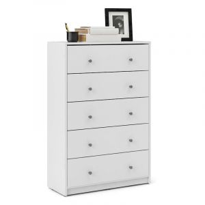 Alter Commode à cinq tiroirs, coloris blanc, 72,4 x 108,1 x 29,8 cm