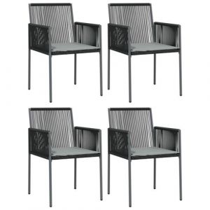 Image de VidaXL Chaises de jardin et coussins lot de 4 noir 54x60,5x83,5 cm