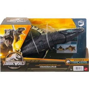Image de Mattel Dinosaure Kronosaurus 28 Cm - Articulé Et Sonore - Jurassic World - Dino Trackers - Set Animaux Préhistorique + 1 Carte Tigre