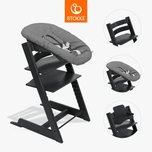 Chaise Haute Tripp Trapp avec Newborn Set - Noir et Anthracite