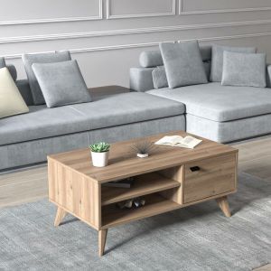 Image de Alter Table basse avec une porte et deux compartiments, 100 x 55 x 43 cm, couleur chêne