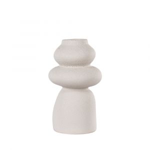 House Nordic - Vase de forme organique en gr&egrave;s H26,5cm - Nosara - Couleur - Blanc ivoire