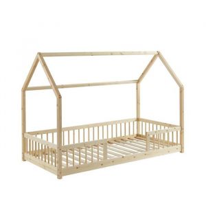 Lit cabane avec barrière Ludique Beige 90x190 Laïba Kids