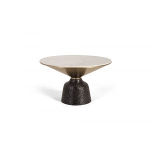 Decoration D ’ Autrefois - Table basse marbre blanc et métal noir