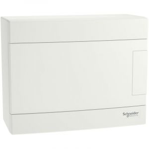 Schneider Electric Tableau de distribution en saillie, Easy9 eu IP40 EZ9EU-1-8-NT-P porte blanche 1 rangée 8 modules/rangée