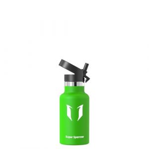 Super Sparrow Gourde Isotherme - 18/10 Ultra Léger Bouteille Isotherme - 350ml - Gourde Sport Étanche Avec Couvercle à Paille - Gourde Enfant sans BPA, pour Voyages, L'école, Bureau, Maison