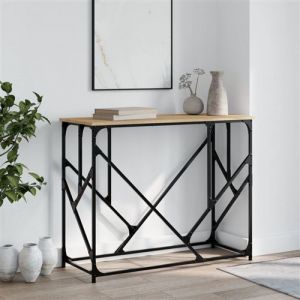 VidaXL Table Console, Table d'Appoint avec Pieds, Bout de Canapé avec Rangement, Meuble d'Entrée Salon, Industriel, Chêne Sonoma Bois d'Ingénierie