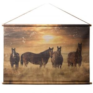 Amadeus Kakemono Chevaux sauvage 80x120 cm - Décoré - Tissu