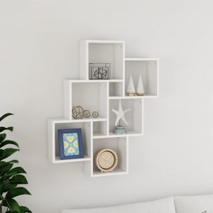 Image de VidaXL ?tag?re cube murale Blanc brillant 78x15x93 cm Agglom?r?