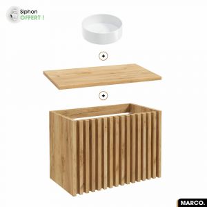 Ensemble meuble sous vasque avec vasque à poser - Siphon OFFERT MARCO OAK 80 x 56 x 45 cm