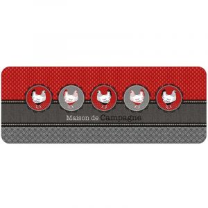 Douceur d'int&eacute;rieur - Tapis long en PVC long Maison de campagne - Noir et rouge - Douceur d'int&eacute;rieur