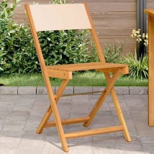 VidaXL Chaises de bistrot lot de 2 beige bois d acacia massif et tissu
