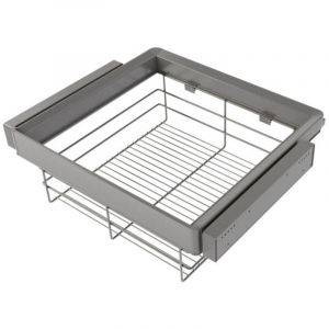 Emuca Kit tiroir en fil métallique et rack ajustable Quartz pour armoires, glissières extension totale et à fermeture douce, Module 60cm, Finition
