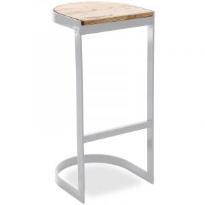 Image de Privatefloor Tabouret industriel en métal et bois 77cm - Esis Gris clair Gris Clair