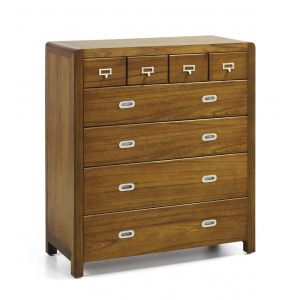 Décoration d'Autrefois Commode 8 Tiroirs Bois Bronze Marron 100x45x110cm