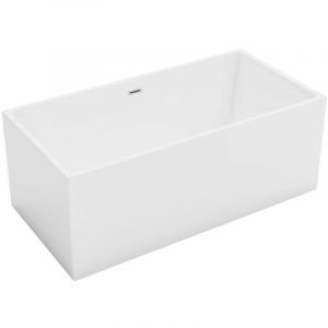 Baignoire semi-îlot rectangulaire - 250 L - 150 x 75 x 58 cm - Blanche - Acrylique - PIKAIA