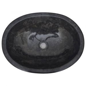 Lavabo de salle d'eau vasque à poser de toilette lave-mains de salle de bain lavabo de salle d'eau maison intérieur 53 x 40 cm marbre noir 02_0002816