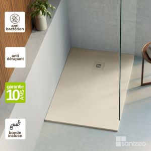 Receveur de douche extraplat thor - Texture Ardoise en Mineral Composite Beige Arena - L140l80h3cm Lavaberg by Sanizeo