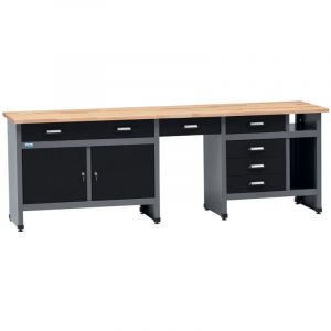 Kupper &Eacute;tabli Werkstatt 12289, largeur 240 cm, 6 tiroirs, 2 portes, charge maximale 300 kg, plan de travail en h&ecirc;tre massif 30 mm