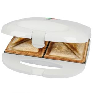 Clatronic Appareil &agrave; Sandwich ST3813 Blanc - Plaques Triangulaires Antiadh&eacute;sives, Poign&eacute;e Calorifug&eacute;e, R&eacute;gulateur de Temp&eacute;rature Automatique, Syst&egrave;me de Verrouillage Variable, 680-820W, 220-240V