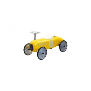 Vilac Porteur bebe racer - voiture de course retro vintage en metal - coloris jaune - des 18 mois / 20 kg max - garcon fille