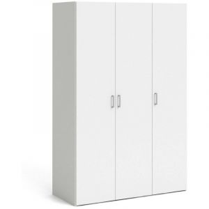 Garde-robe 3 Portes Dsegr, Armoire Chambre 5 &Eacute;tag&egrave;res, Penderie, 49x115 cm Blanc