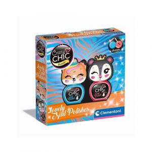 Clementoni Crazy Chic – Lovely Nail Polish : Panthère et Renard – Kit 2 colorés, Vernis pour Filles 6 Ans, décoration des Ongles, Non Toxique, à Base d'eau, Amovible sans acétone, 18811, Multicolore