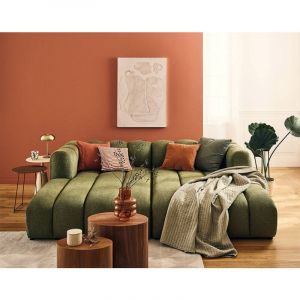 Lisa Design - Debbie - module d'assise m&eacute;ridienne gauche en tissu textur&eacute; - vert