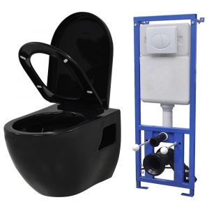 Kit complet toilette suspendue au mur avec r&eacute;servoir cach&eacute; c&eacute;ramique noir 02_0003580