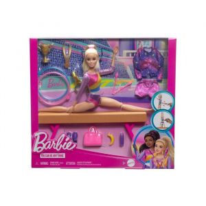Mattel Coffret Gymnastique + Poupées + Poutre + Accessoires - Poupée Mannequin Sport - Set 22 Pieces + Carte Animal