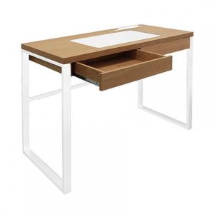 Image de M&S Bureau 1 tiroir 100x50x74 cm en bois et métal blanc