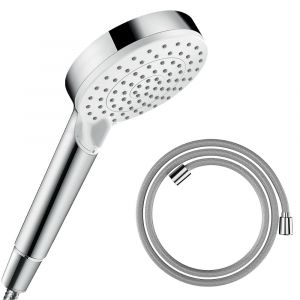 Hansgrohe Pommeau de douche Crometta EcoSmart 2 jets blanc/chromé + flexible de douche Designflex 160 cm chromé