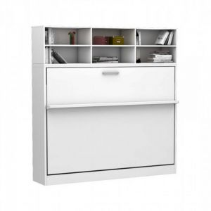 Lit escamotable horizontal avec surmeuble MULTIMO couchage 140x200cm blanc