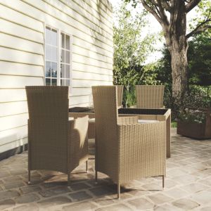 VidaXL Mobilier &agrave; d&icirc;ner de jardin 5 pcs coussins R&eacute;sine tress&eacute;e Beige - Beige