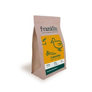 Image de Franklin Croquettes Chien Sans Céréales – 15kg – 70% de Canard – Mono-protéine – Digestion Parfaite – Canard, Pomme, Carotte