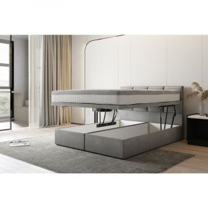 SANS Ensemble sommier et matelas en velours gris 140x200