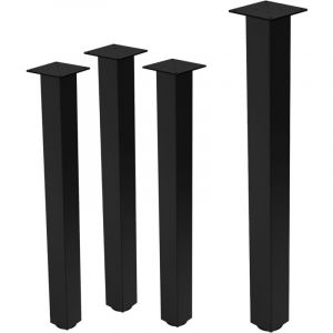 Ml-design - Lot de 4 Pieds de Table I-Design 90 cm, Noir Brillant, en Acier Laqué Epoxy, Carré, Profil 8x8 cm, Pieds de Meuble Réglables en Hauteur