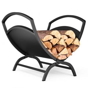 Range Buche Support a bois 40.5x32x33cm en Metal noir