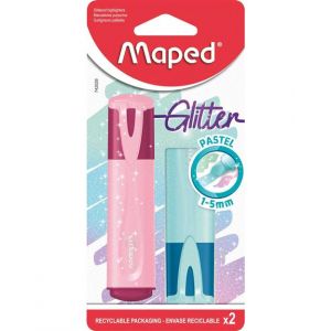 Maped 742028 Lot de 2 surligneurs pastel à paillettes Couleurs assorties
