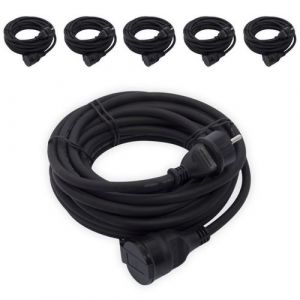 Chacon Lot de 6 rallonges 1x16A - 3500W - 10m - Noir