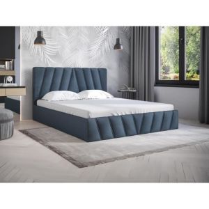 Pascal Morabito Lit coffre 160 x 200 cm - Velours - Bleu - LIDAMA de