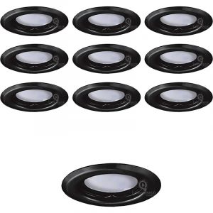 Lampesecoenergie Lot de 10 Spots Encastrables Fixe Noir Mat avec GU10 LED 5W eqv. 50W Blanc Chaud 3000K