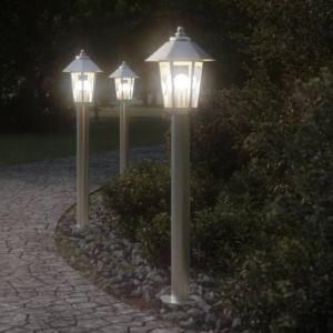 VidaXL Lampadaire d'extérieur argenté 80 cm acier inoxydable