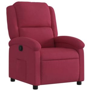 Décoshop26 Fauteuil relax tv rembourrage confortable fonction d'inclinaison manuelle en velours rouge DEC028164