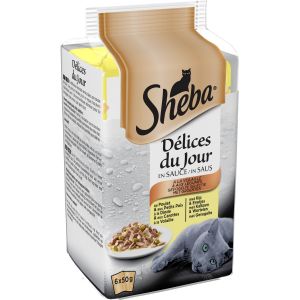 Sheba Délices du jour sachets fraîcheur en sauce - A la volaille - Pour chat - 6 x 50 g