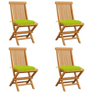 VidaXL Chaises de jardin avec coussins vert vif 4 pcs Bois de teck