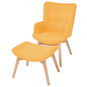 VidaXL Fauteuil avec repose-pied Jaune Tissu