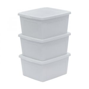 Image de Iris Ohyama Boite rangement plastique, Boite de rangement bureau de 3 x 18L, Lot de 3, MCB-18, Blanc - L39.5 x P34 x H20 cm